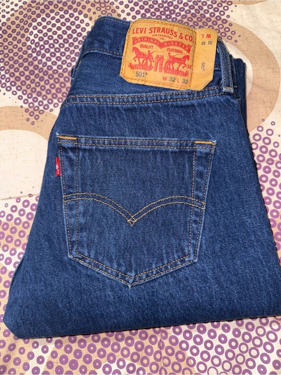 Levi's Other - Levi's 501 Men’s Dark Blue Jeans with Tan Patch.
Size 32W 32L